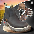 Bota Ortopédica Cano Curto em Couro Legítimo + BRINDES: Cinto, Boné, Carteira e Relógio Avivalar