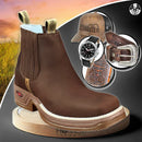 Bota Ortopédica Cano Curto em Couro Legítimo + BRINDES: Cinto, Boné, Carteira e Relógio Avivalar