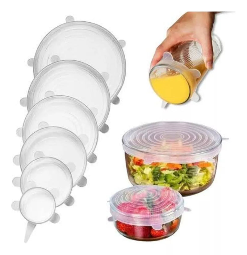 Compre 6 Leve 12 - Kit 12 Tampas de Silicone Reutilizável (UNIVERSAL) - Super Elástico - OFERTA ESPECIAL FIM DE ANO